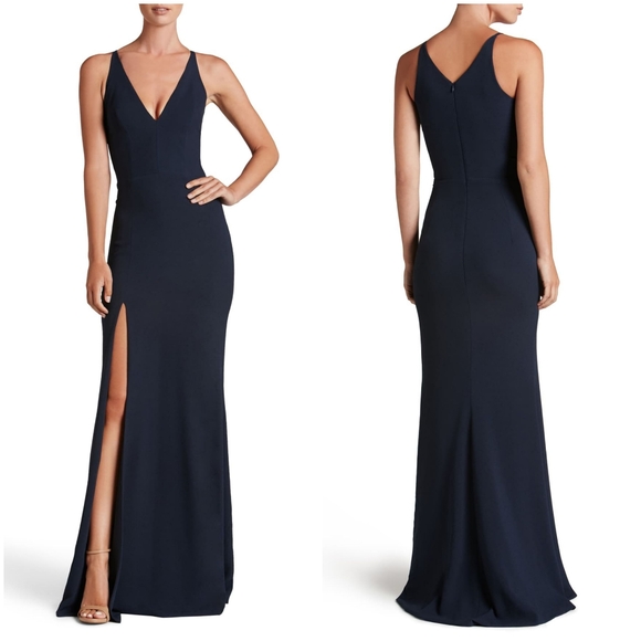 Dress the Population Dresses & Skirts - Dress the Population Iris Slit Crepe Black Gown